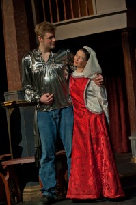 Gratiano (Drew McGowan) and Nerissa (Michelle Heinz)